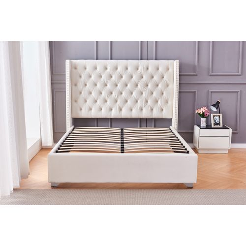 Lit Double 180x200 Cm Princesse Velours Sommier Inclus