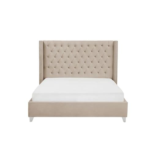 Lit Double 180x200 Cm Princesse Velours Sommier Inclus