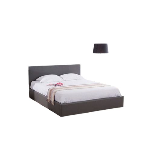 Lit Coffre 2 Places  Bastien Simili Cuir Gris 140x190 Cm Sommier Inclus