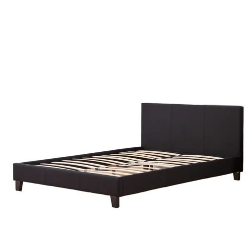 Lit 2 Places Melbourne Simili Cuir Noir 160x200 Cm Avec Sommier Intégré