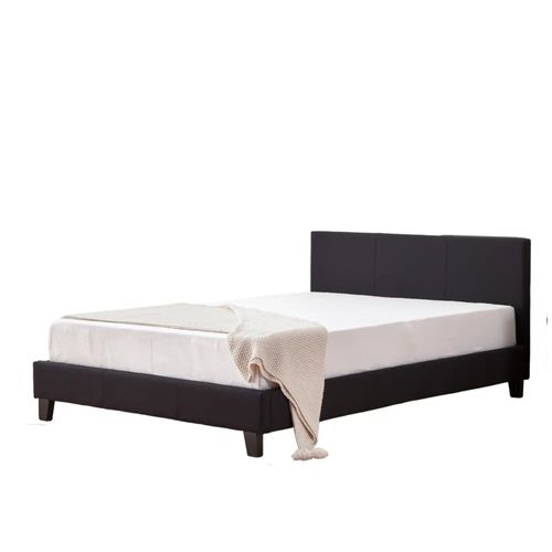 Lit 2 Places Melbourne Simili Cuir Noir 160x200 Cm Avec Sommier Intégré