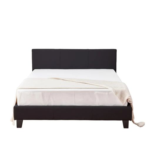 Lit 2 Places Melbourne Simili Cuir Noir 160x200 Cm Avec Sommier Intégré