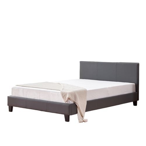 Lit 2 Places Melbourne Simili Cuir Gris 160x200 Cm Avec Sommier Intégré