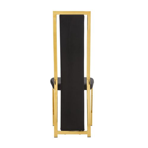 Lot De 6 Chaises Dana Simili Cuir Noir Contour Gold