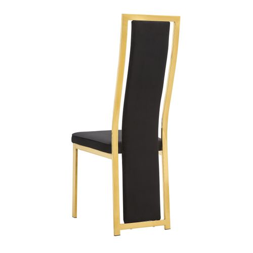 Lot De 6 Chaises Dana Simili Cuir Noir Contour Gold