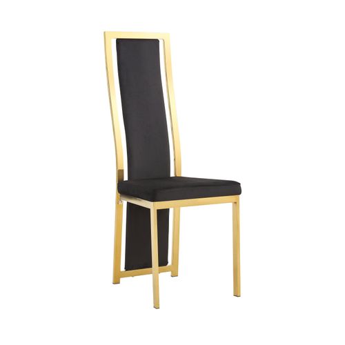 Lot De 6 Chaises Dana Simili Cuir Noir Contour Gold