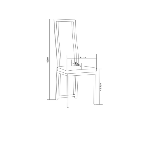 Lot De 6 Chaises Dana Simili Cuir Noir Contour Gold