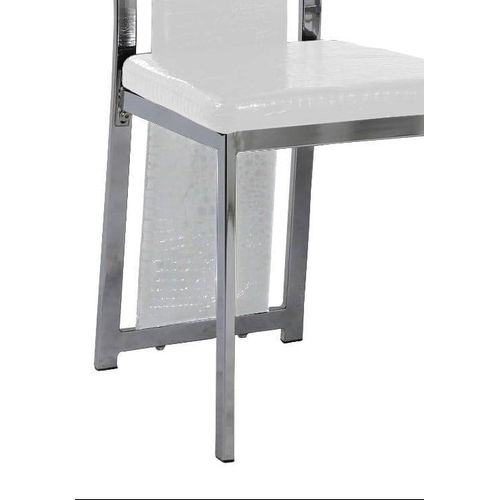 Lot De 6 Chaises Dana Simili Cuir Croco Blanc Contour Chromé