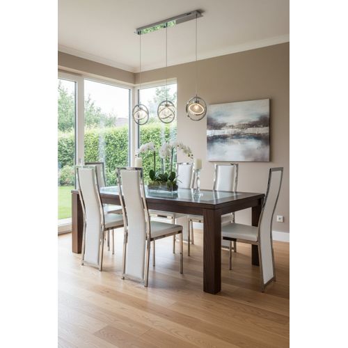 Lot De 6 Chaises Dana Simili Cuir Croco Blanc Contour Chromé