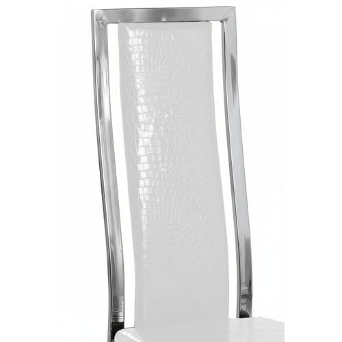Lot De 6 Chaises Dana Simili Cuir Croco Blanc Contour Chromé