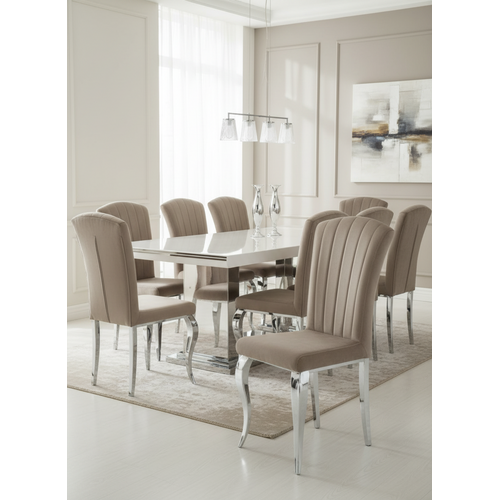 Lot De 6 Chaises Baroque Louis Chrome Velours Moka