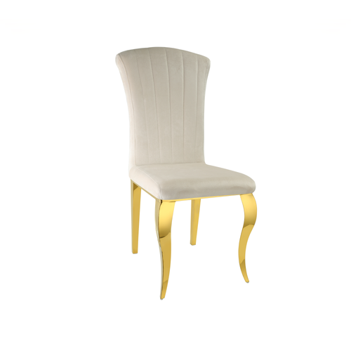 Lot De 6 Chaises Baroque Louis Gold Velours Beige