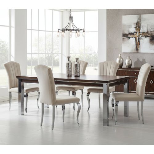 Lot De 6 Chaises Baroque Louis Chrome Velours Beige