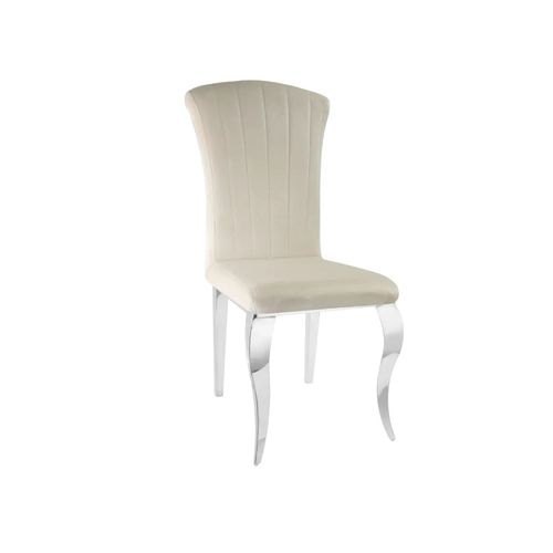 Lot De 6 Chaises Baroque Louis Chrome Velours Beige