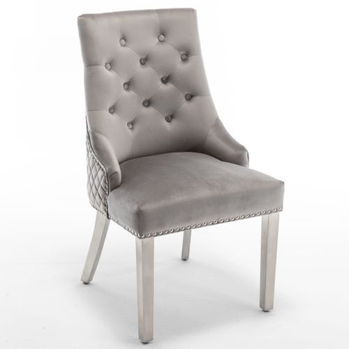 Lot De Chaises Anneau Matelassée Et Cloutée Chrome Velours