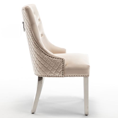 Lot De Chaises Anneau Matelassée Et Cloutée Chrome Velours