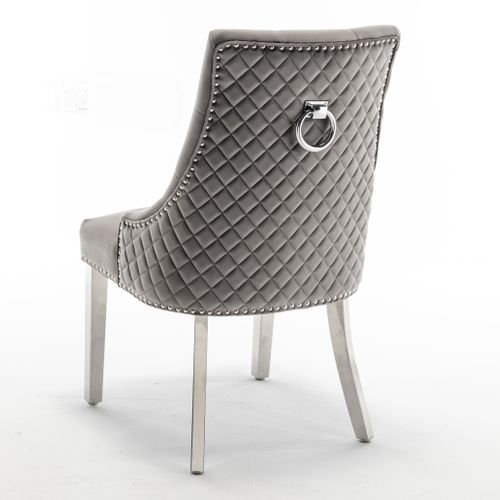 Lot De Chaises Anneau Matelassée Et Cloutée Chrome Velours