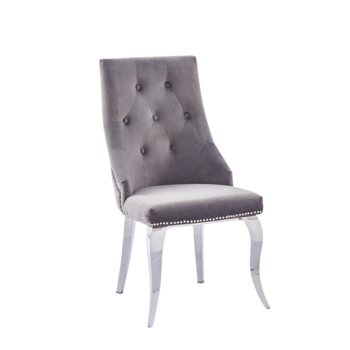 Lot De Chaises Lion Capitonnées Et Cloutées Chrome Velours