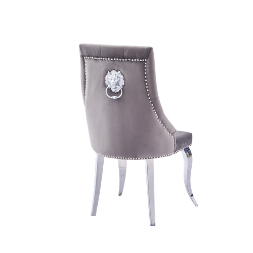 Lot De Chaises Lion Capitonnées Et Cloutées Chrome Velours