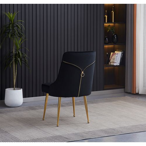 Lot De Chaises Luxury Zip En Velours Pieds Gold