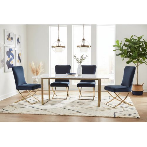 Lot 4 Chaises Salle à Manger Gabrielle Velours Noir Capitonné Pieds Gold