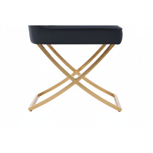 Lot 4 Chaises Salle à Manger Gabrielle Velours Noir Capitonné Pieds Gold