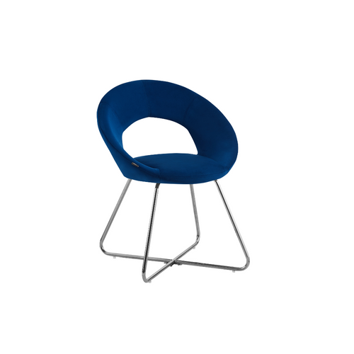 Lot De 4 Chaises Bubble Chrome Velours - Bleu