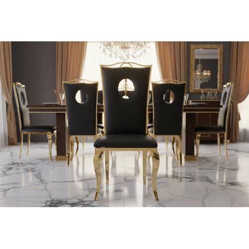 Lot De 4 Chaises Baroque Royal Gold Simili Noir