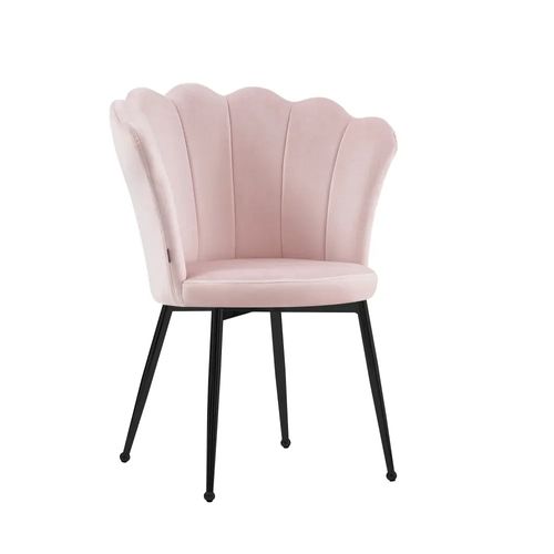 Lot De 2 Chaises Nymphea Pieds Métal Noir Assise Velours Rose