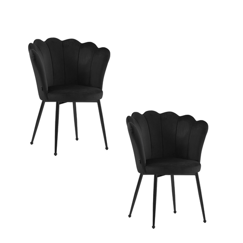 Lot De Chaises Nymphea Pieds Métal Noir Assise Velours