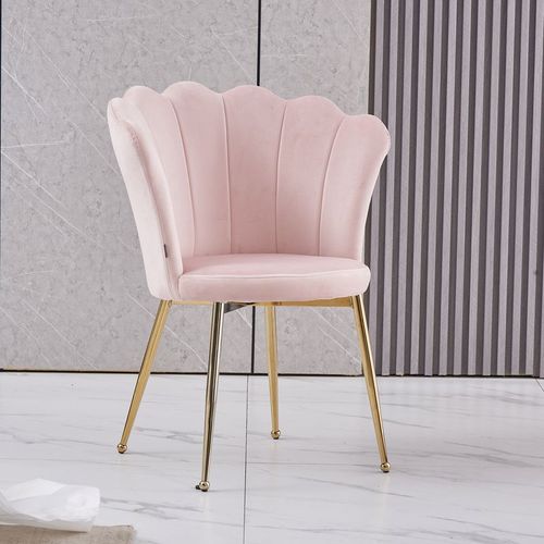 Lot De 2 Chaises Nymphea Pieds Gold Assise Velours Rose