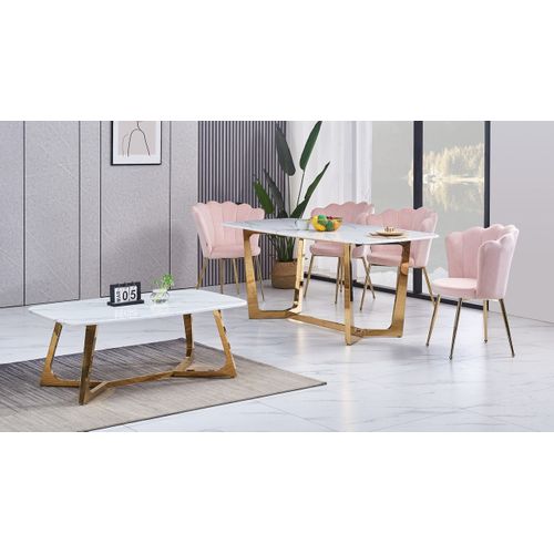Lot De 2 Chaises Nymphea Pieds Gold Assise Velours Rose