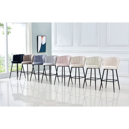 Lot De 2 Tabourets De Bar Nymphea Métal Noir En Velours
