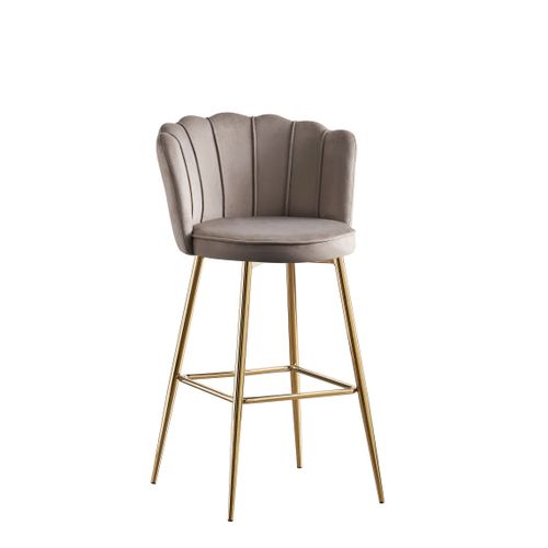 Lot De 2 Tabourets De Bar Nymphea Gold En Velours Moka