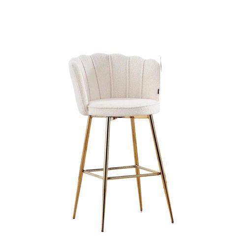 Lot De 2 Tabourets De Bar Nymphea Gold En Velours Blanc Doudou