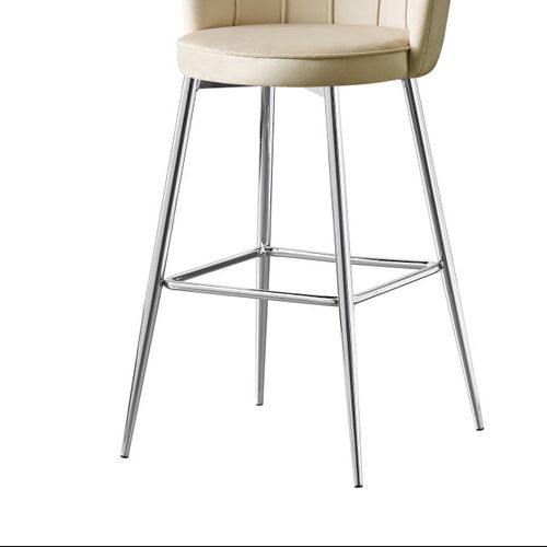 Lot De 2 Tabourets De Bar Nymphea Chrome En Velours Beige