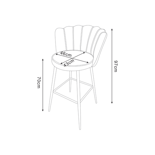 Lot De 2 Tabourets De Bar Nymphea Chrome En Velours Beige