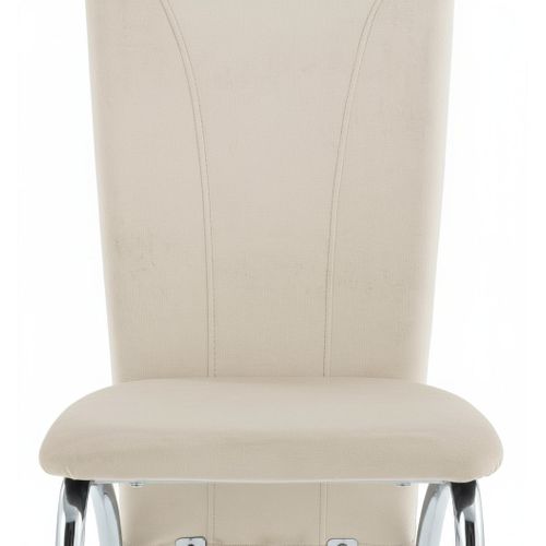 Lot De 6 Chaises Duna Chrome Velours Beige