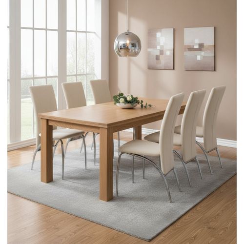 Lot De 6 Chaises Duna Chrome Velours Beige