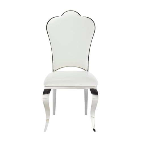 Lot De 4 Chaises Prestige Chrome Simili Cuir Blanc- Sakura