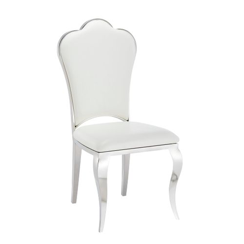 Lot De 4 Chaises Prestige Chrome Simili Cuir Blanc- Sakura