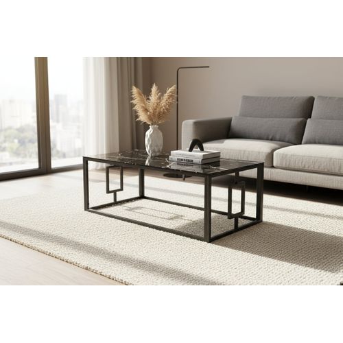 Table Basse Sophie  Pieds En Métal Noir 120 Cm - Marbré Noir