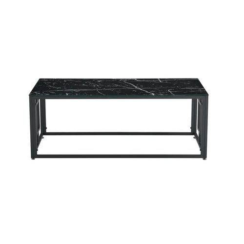 Table Basse Sophie  Pieds En Métal Noir 120 Cm - Marbré Noir