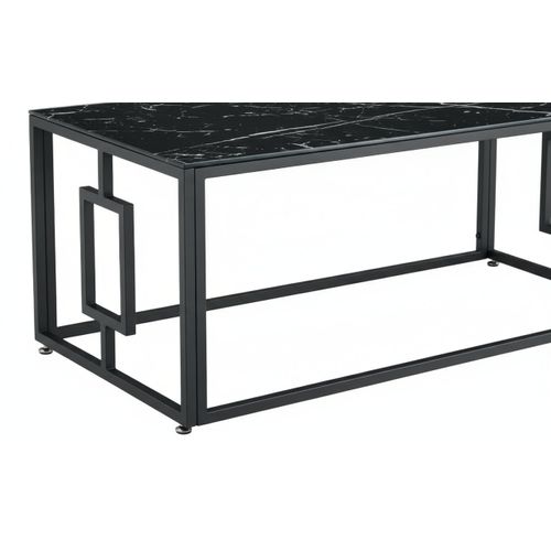 Table Basse Sophie  Pieds En Métal Noir 120 Cm - Marbré Noir