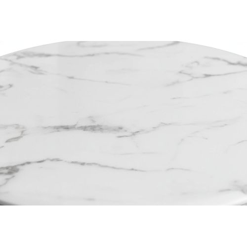 Table Basse Atmos Ronde Plateau Verre Trempé Marbré Blanc Pieds Chrome D80x45cm