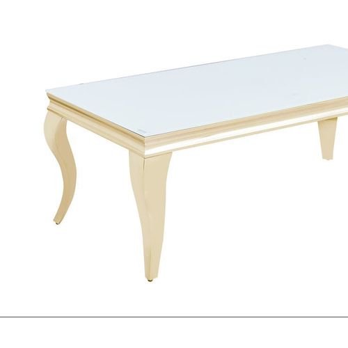 Table Basse Baroque Gold 120x60x45 Cm – Plateau Blanc
