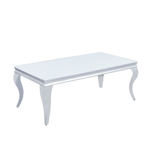 Table Basse Baroque Chrome 120x60x45 Cm - Blanc