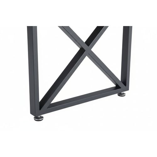 Table Basse Levanto Plateau Verre Trempé Marbré Noir Structure Métal Noir 120x60x45cm