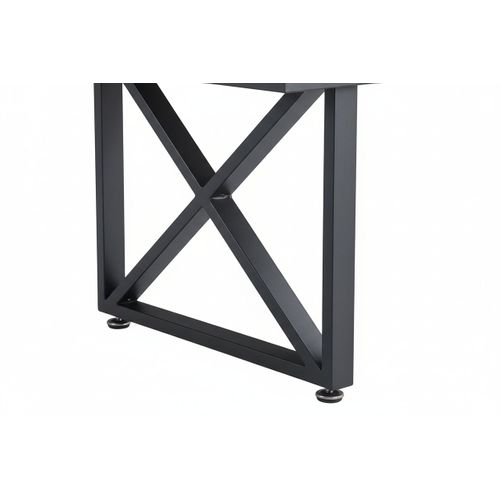 Table Basse Levanto Plateau Verre Trempé Marbré Beige Structure Métal Noir 120x60x45cm