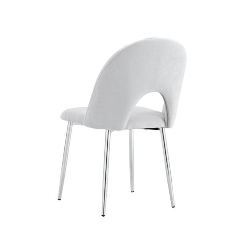 Lot De 4 Chaises Teddy Chrome Velours - Gris Clair